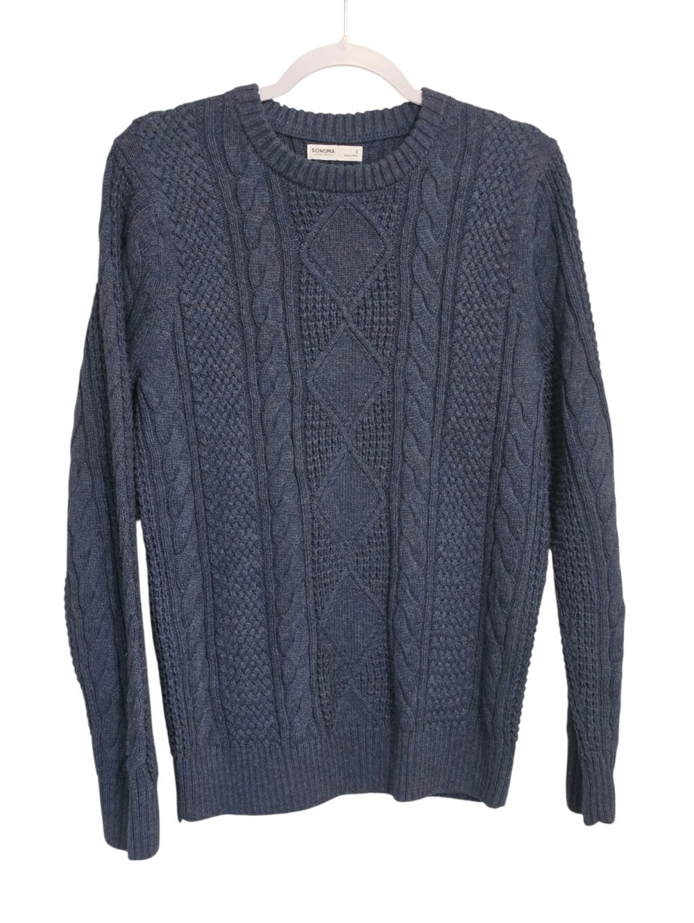 Sonoma Blue Cable Knit Womens Sweater S Fisherman Old Money Preppy New England